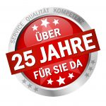 Button with Banner and text- Über 25 Jahre für sie da